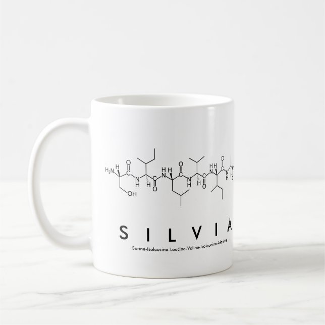 Café Taza del nombre del péptido de Silvia (Izquierda)