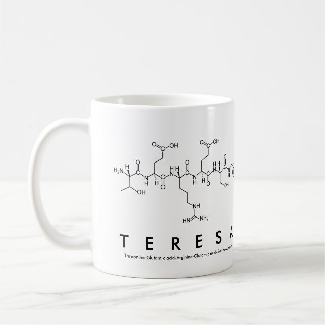 Café Taza del nombre del péptido de Teresa (Izquierda)