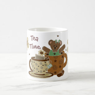 Café Taza del oso de peluche del tiempo del té