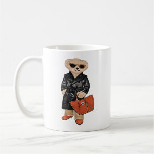 Café Taza del Oso de Peluche Elegante con Abrigo Trench