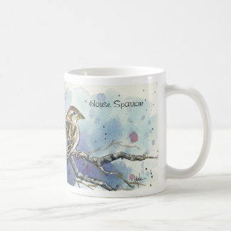 Café Taza del pájaro del gorrión de casa