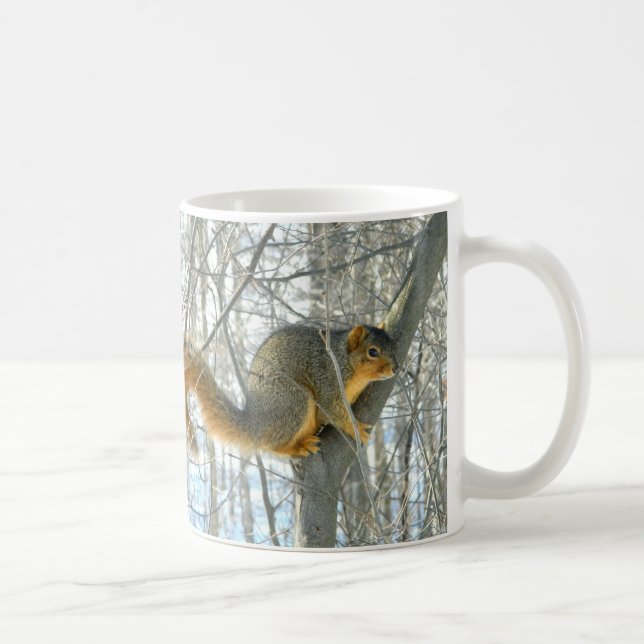 Café Taza del perfil de la ardilla de Fox (invierno) (Derecha)