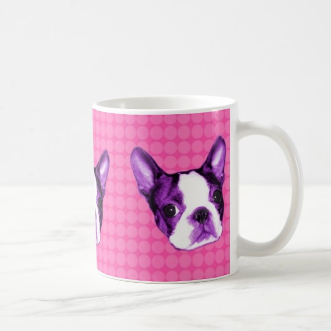 Café Taza del perrito de Boston Terrier del lunar (Derecha)