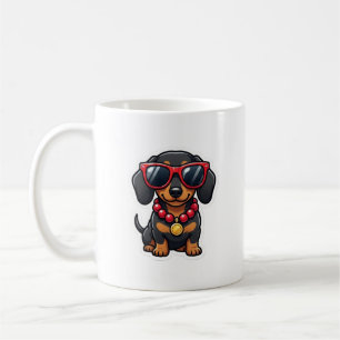 Café Taza del perro salchicha genial con gafas de sol y