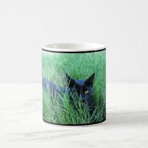 Café Taza del personalizado de la Gato-en-Hierba