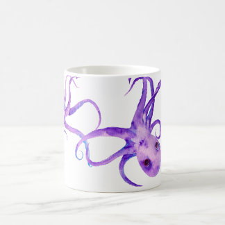 Café Taza del pulpo de la acuarela