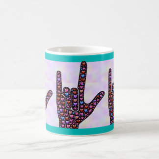 Café Taza del Rótulo de la mano del amor