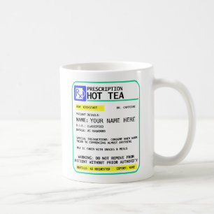 Café Taza del té de la prescripción, taza divertida