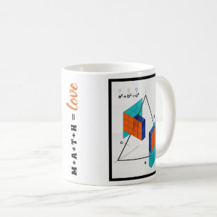 Café Taza del teorema de Pitágoras en 3D Math Equals Lo