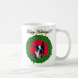 Café Taza del terrier de Boston del día de fiesta