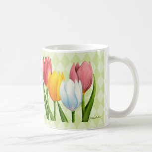 Café Taza del tulipán de la primavera