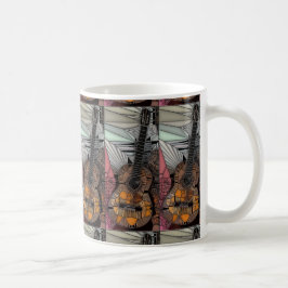 Café Taza del vitral de la guitarra