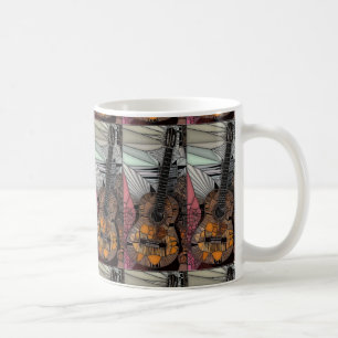 Café Taza del vitral de la guitarra