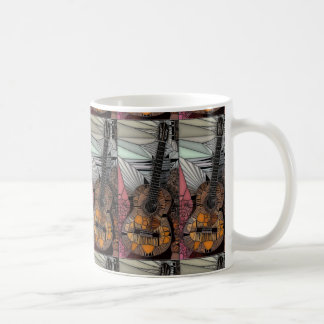 Café Taza del vitral de la guitarra