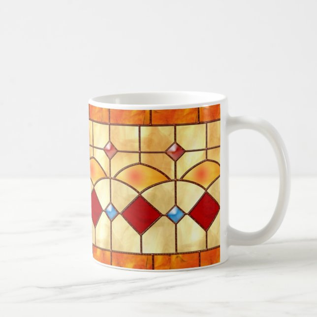 Café Taza del vitral de Tiffany del estilo de la misión (Derecha)