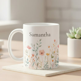 Café Taza diaria de flores silvestres personalizada