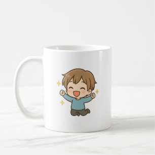 Café Taza diaria de humor Chibi lindo emocionado