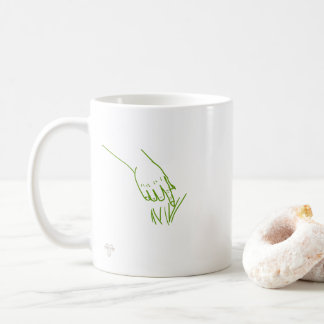 Café Taza divertida con arte de línea de la mano del du