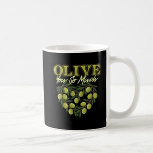 Café Taza divertida con ramas de olivo y corazón "Olive