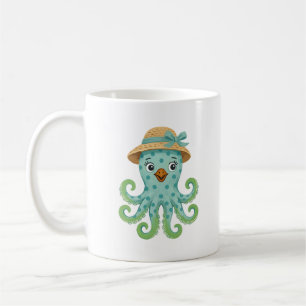 Café Taza divertida con sombrero de sol de pulpo