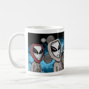 Café Taza divertida de alienígena de dibujos animados