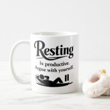 Taza divertida de autocuidado: descansar es produc