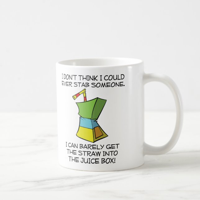 Café Taza Divertida de Cajas de Jugo Apuñalando (Derecha)
