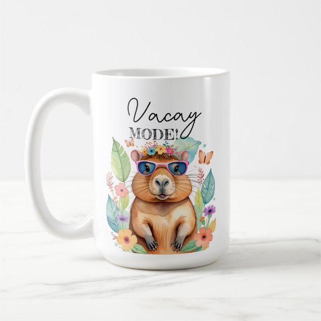 Café Taza divertida de capibara tropical en modo vacaci (Izquierda)