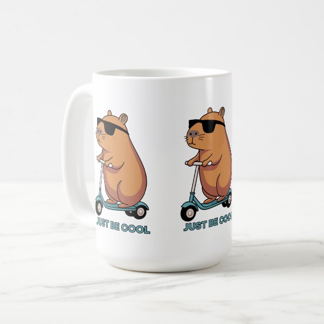 Café Taza Divertida de Capybara en Scooter con Vibra Có (Anverso izquierdo)