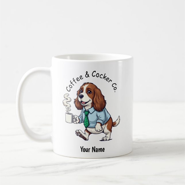 Café Taza divertida de English Cocker Spaniel con traje (Izquierda)
