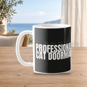 Café Taza divertida de gato conserje profesional