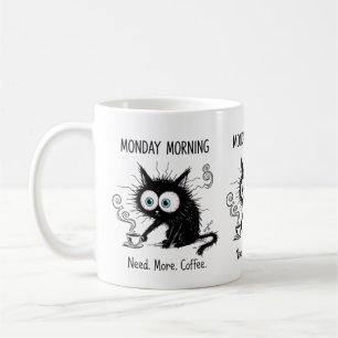 Café Taza divertida de gato para la mañana del lunes qu