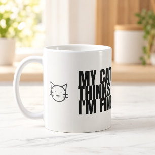 Café Taza divertida de gato que piensa que estoy bien