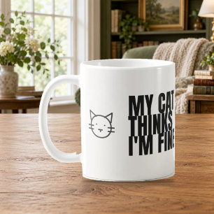 Café Taza divertida de gato que piensa que estoy bien