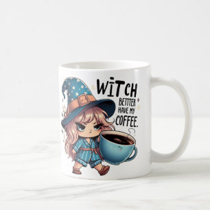 Café Taza divertida de Halloween con la frase 'La bruja