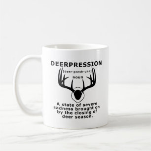 Café Taza divertida de la caza de la depresión