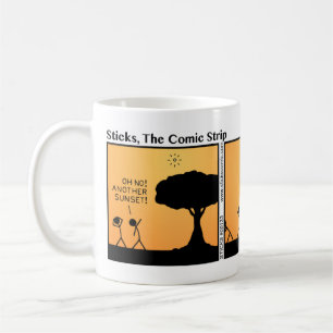 Café Taza divertida de la puesta del sol de Stickman