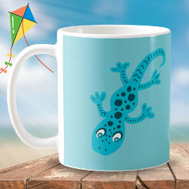 Café Taza divertida de lagarto gecko azul para niños