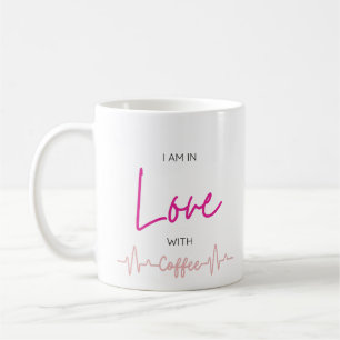 Café Taza divertida de línea de latido del corazón de a