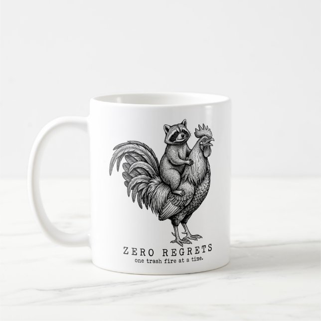 Café Taza divertida de mapache gallo regalo sarcástico  (Izquierda)