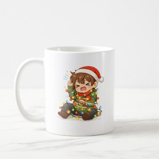 Café Taza divertida de niño en Navidad (Izquierda)