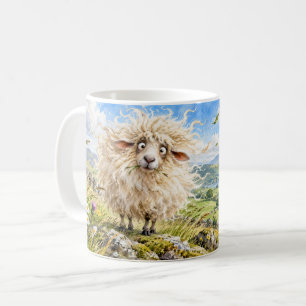 Café Taza divertida de oveja con mal día de pelo