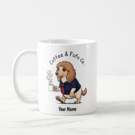 Café Taza divertida de perro afgano con traje de negoci