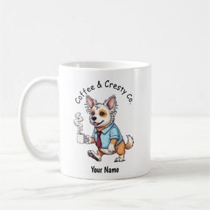 Café Taza divertida de perro crestado chino con traje d