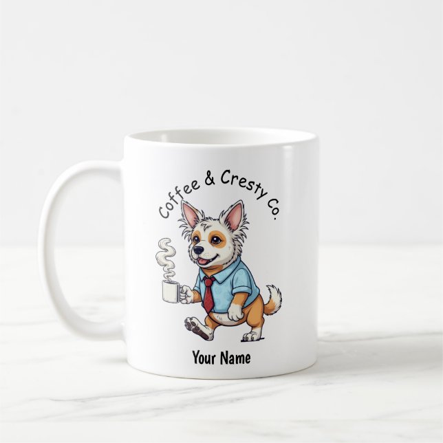 Café Taza divertida de perro crestado chino con traje d (Izquierda)