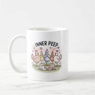 Café Taza divertida de «Pollo Yoga» con animales de gra