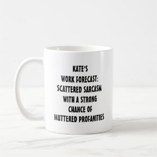 Café Taza divertida de pronóstico de trabajo Texto ed