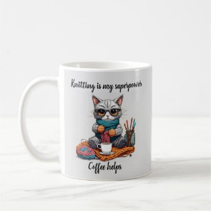 Café Taza divertida de punto Superpoder Gato