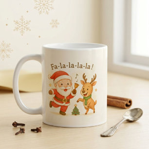 Café Taza divertida de Santa bailando con chocolate cal