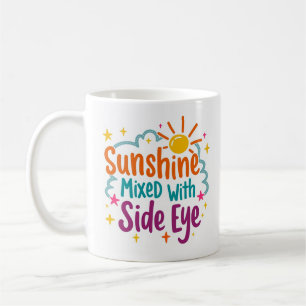 Café Taza divertida de sol mezclado con mirada de reojo